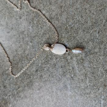 Silberkette, Silber/Feingold mit Perle